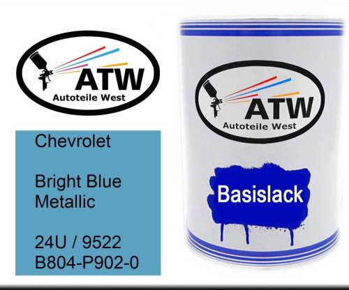 Chevrolet, Bright Blue Metallic, 24U / 9522 B804-P902-0: 500ml Lackdose, von ATW Autoteile West.